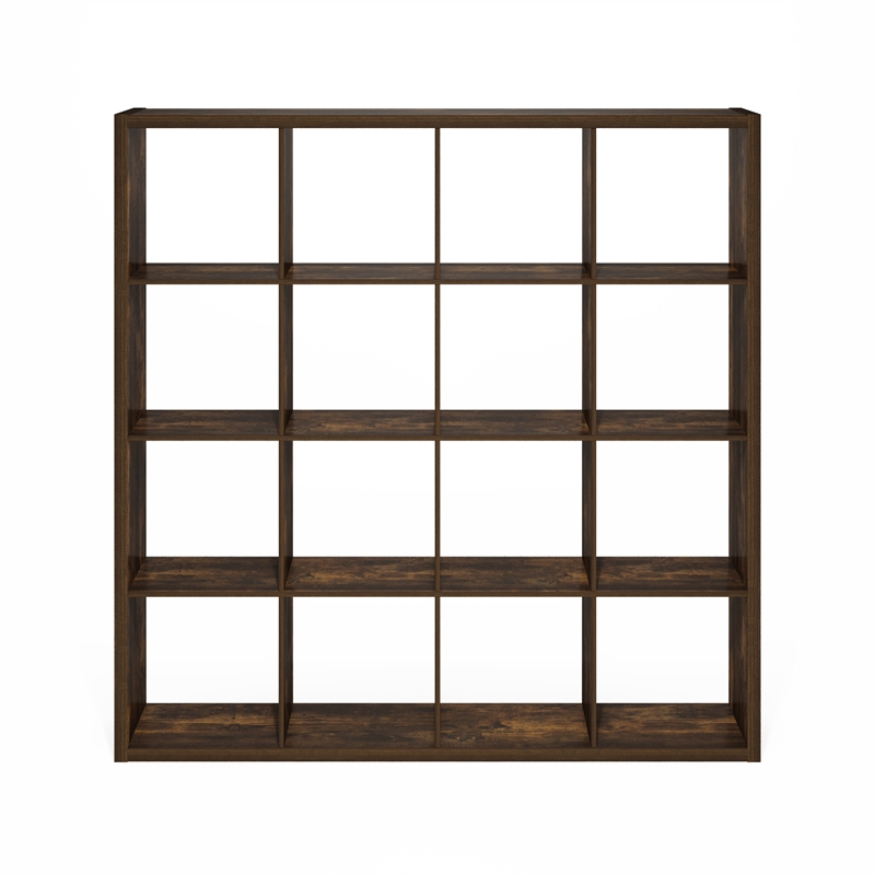 Furinno CUBICLE Open Back Decorative Cube Storage Organizer in Amber Pine