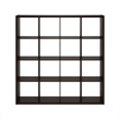 Furinno CUBICLE Open Back Decorative Cube Storage Organizer in 16-Cube Dark Oak