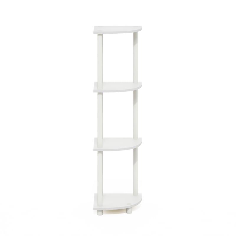 Furinno TURN-N-TUBE 4-Tier Corner Display Rack Multipurpose Shelving White/White