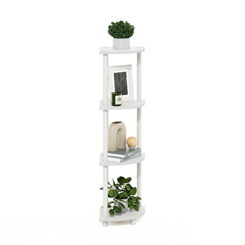 Furinno TURN-N-TUBE 4-Tier Corner Display Rack Multipurpose Shelving White/White