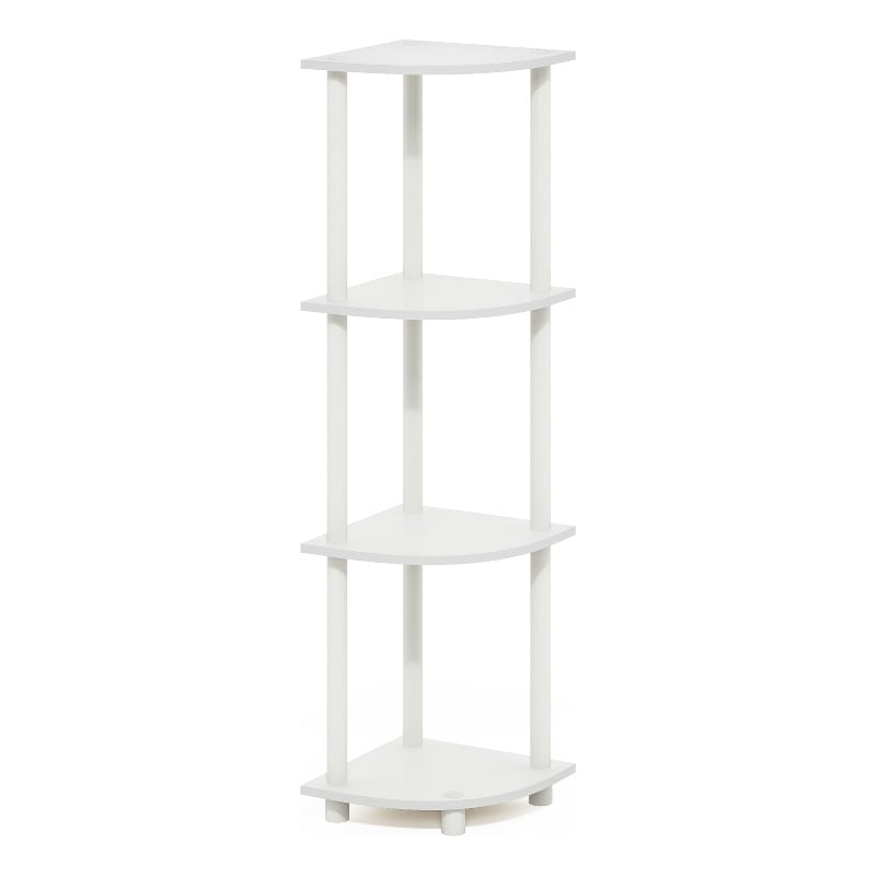 Furinno TURN-N-TUBE 4-Tier Corner Display Rack Multipurpose Shelving White/White