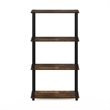 Furinno TURN-S-TUBE 4-Tier Multipurpose Shelf Display Rack with Amber Pine/Black