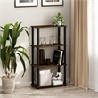 Furinno TURN-S-TUBE 4-Tier Multipurpose Shelf Display Rack with Amber Pine/Black
