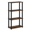 Furinno TURN-S-TUBE 4-Tier Multipurpose Shelf Display Rack with Amber Pine/Black