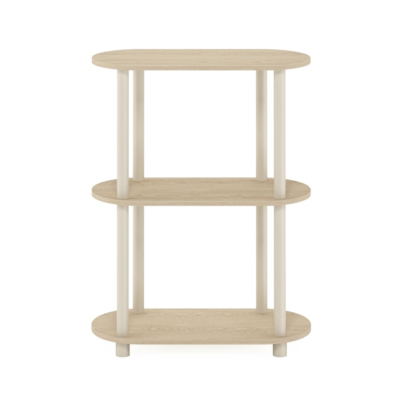 Furinno TURN-N-TUBE No Tools 3-Tier Modern Oval Side Display Bauhaus Oak/Beige