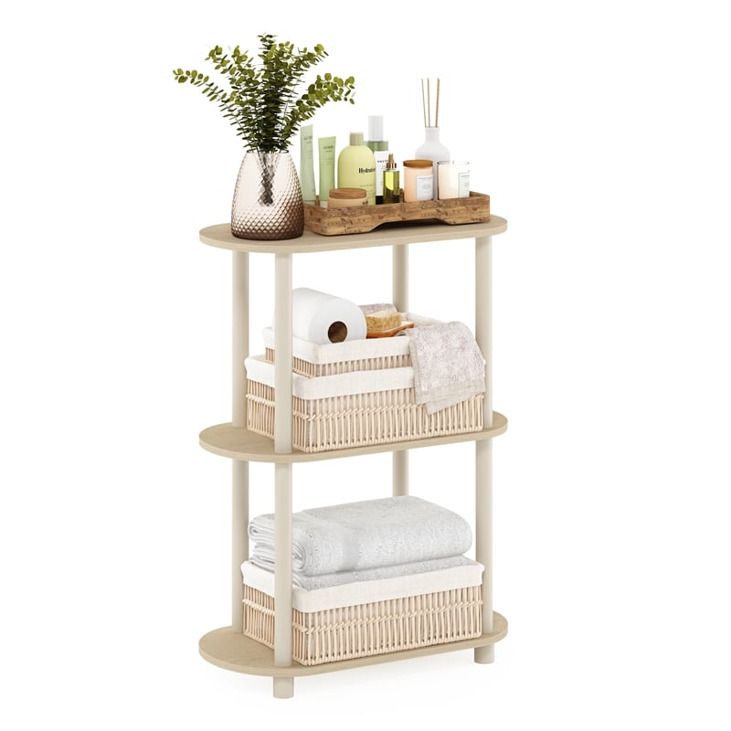 Furinno TURN-N-TUBE No Tools 3-Tier Modern Oval Side Display Bauhaus Oak/Beige