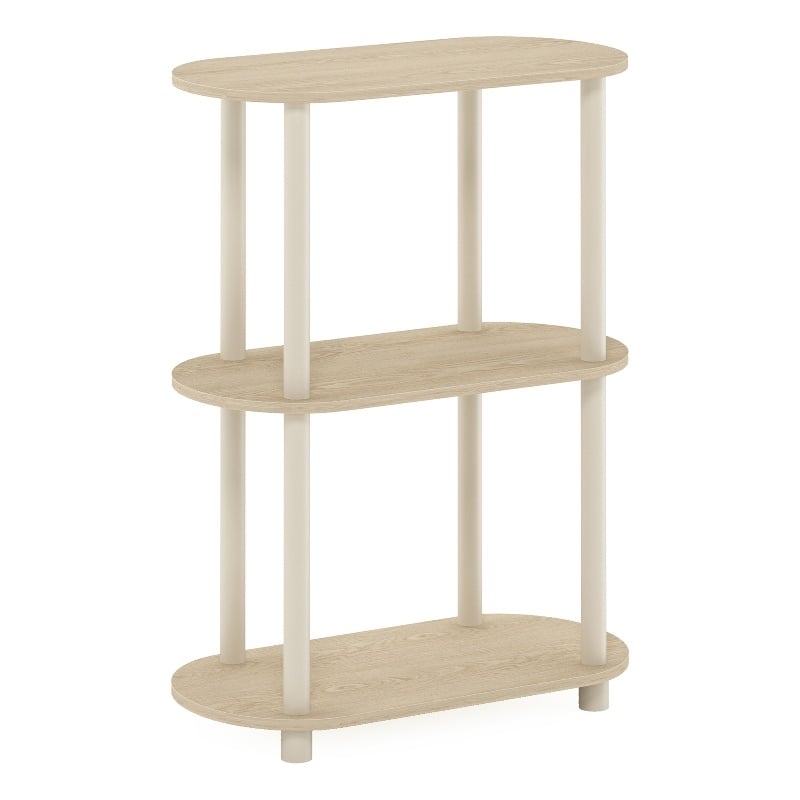 Furinno TURN-N-TUBE No Tools 3-Tier Modern Oval Side Display Bauhaus Oak/Beige