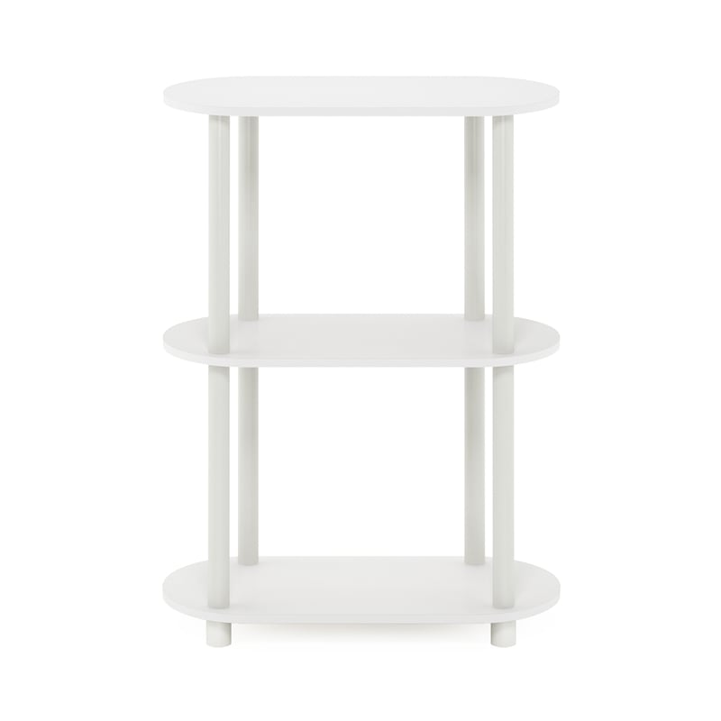 Furinno TURN-N-TUBE No Tools 3-Tier Modern Oval Side Display White/Virgin White