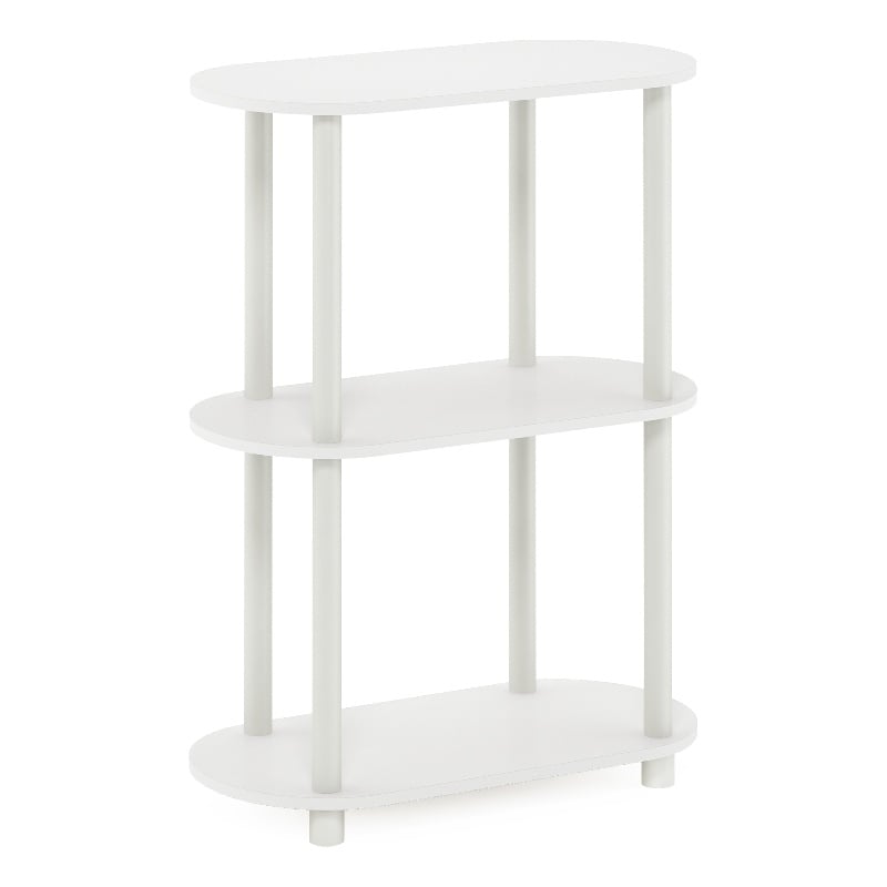 Furinno TURN-N-TUBE No Tools 3-Tier Modern Oval Side Display White/Virgin White