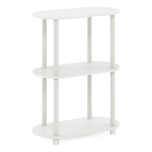 Furinno TURN-N-TUBE No Tools 3-Tier Modern Oval Side Display White/Virgin White