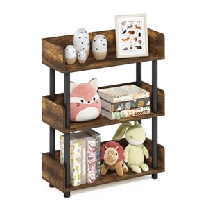 Furinno TURN-N-TUBE 3-Tier Freestanding Multipurposes Display Amber Pine/Black