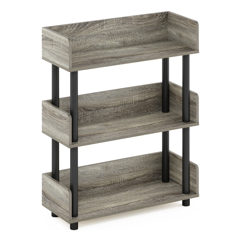 Furinno TURN-N-TUBE 3-Tier Freestanding Multipurposes Display French Oak/Black