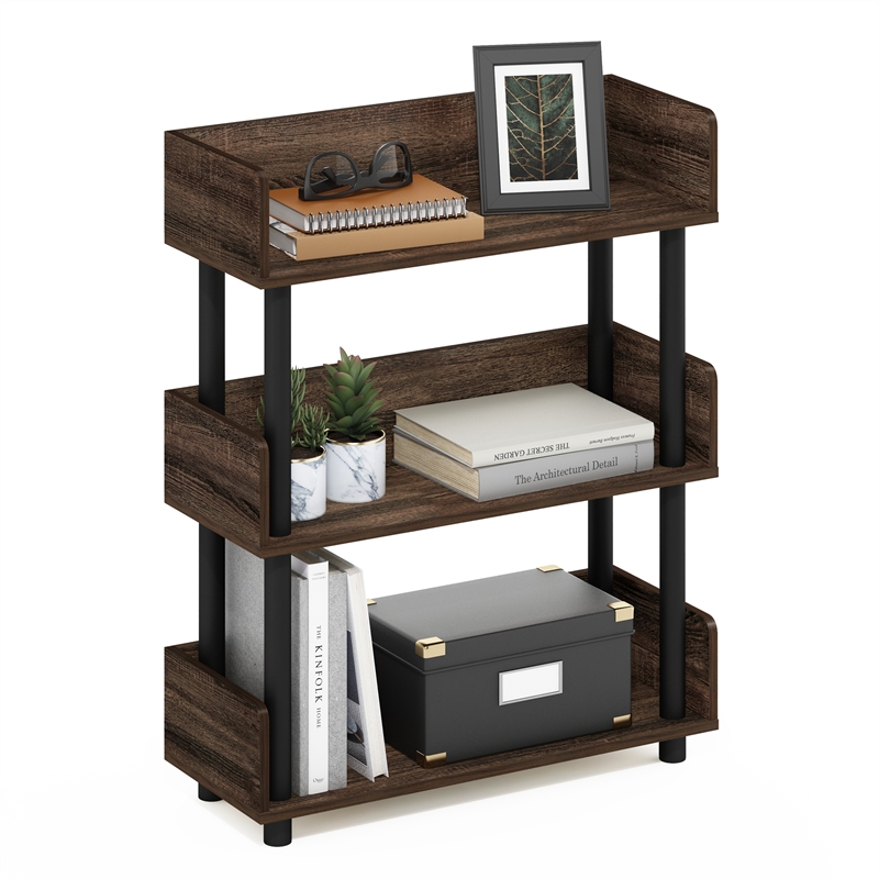 Furinno TURN-N-TUBE 3-Tier Freestanding Multipurposes Display Rack in Walnut