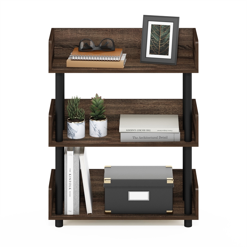 Furinno TURN-N-TUBE 3-Tier Freestanding Multipurposes Display Rack in Walnut