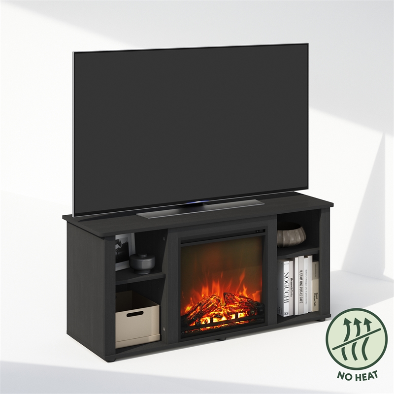 Furinno JENSEN No Heat Decorative Electric Fireplace TV Stand in Americano