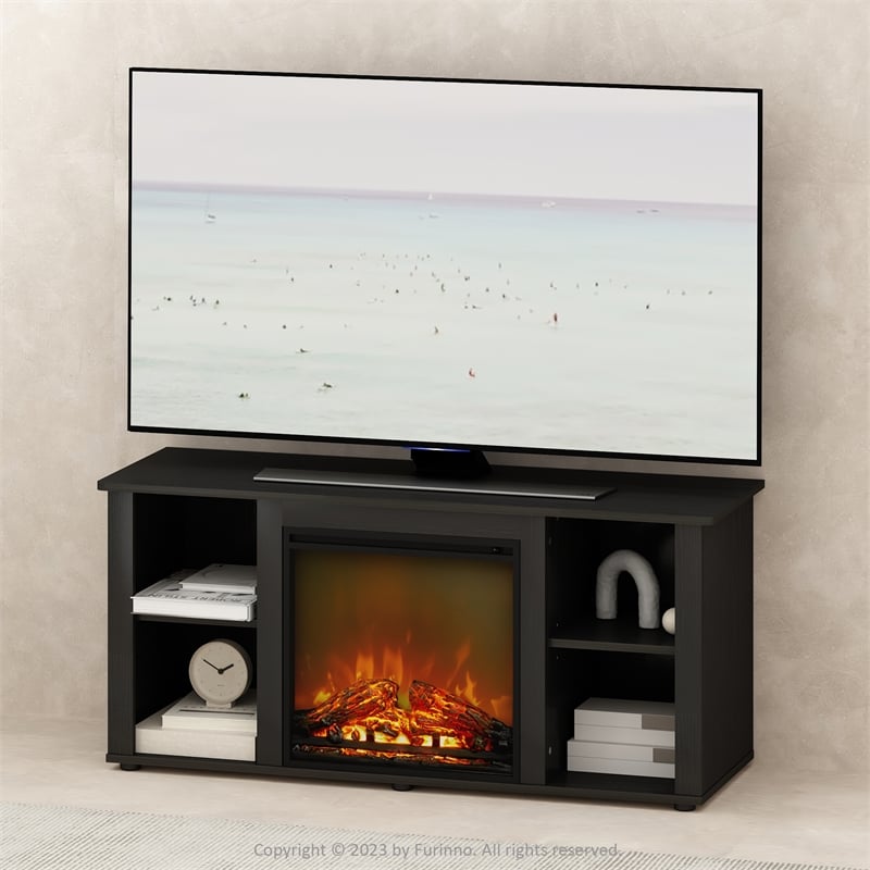 Furinno JENSEN No Heat Decorative Electric Fireplace TV Stand in Americano
