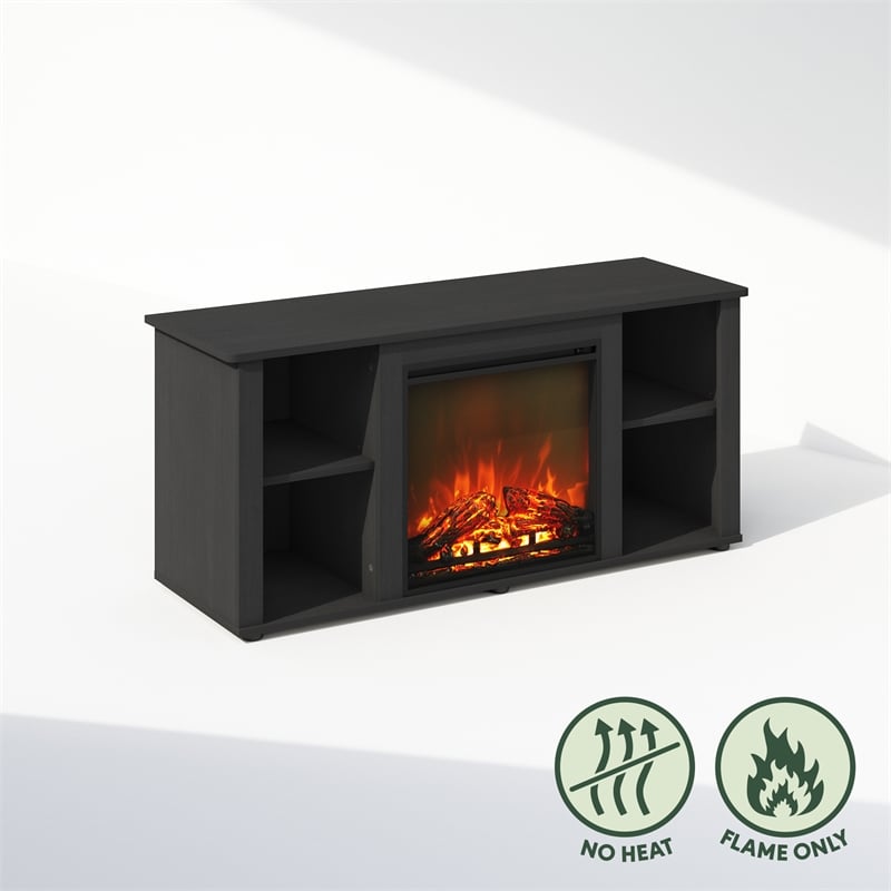 Furinno JENSEN No Heat Decorative Electric Fireplace TV Stand in Americano