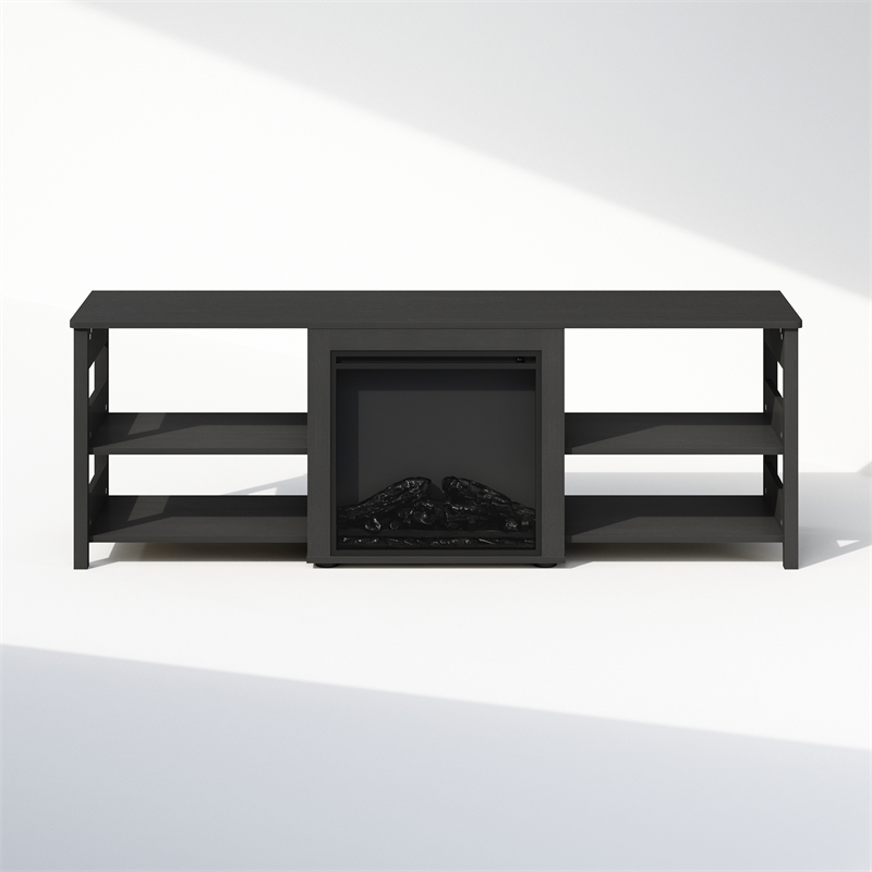 Furinno CLASSIC No Heat Decorative Electric Fireplace TV Stand in Americano