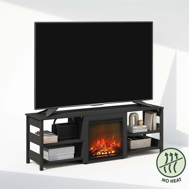 Furinno CLASSIC No Heat Decorative Electric Fireplace TV Stand in Americano