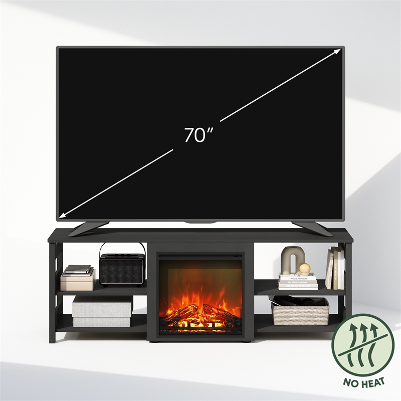 Furinno CLASSIC No Heat Decorative Electric Fireplace TV Stand in Americano