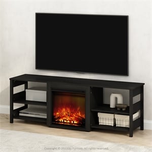 Furinno CLASSIC No Heat Decorative Electric Fireplace TV Stand in Americano