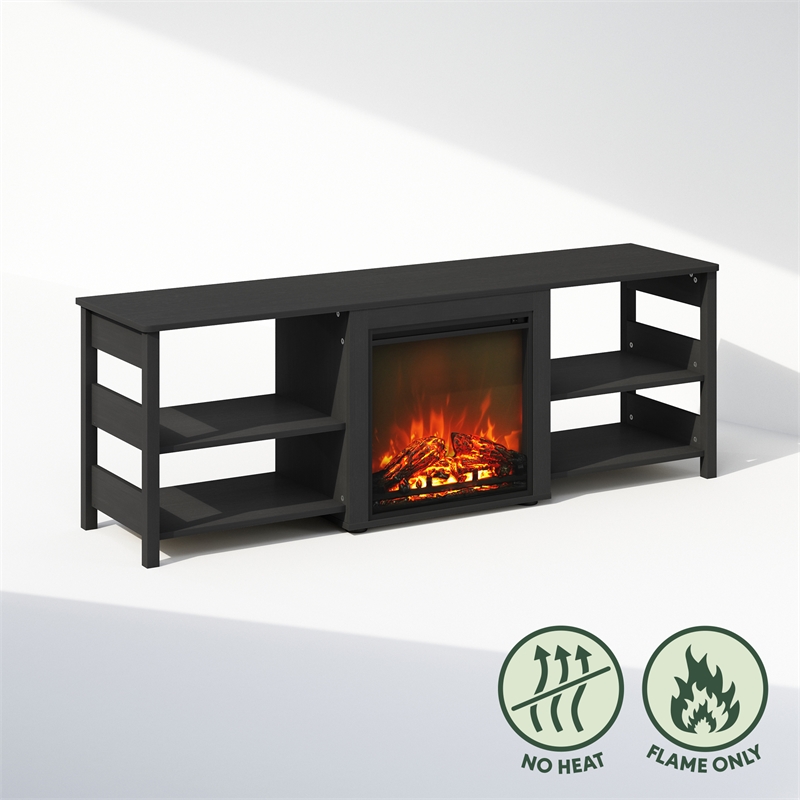 Furinno CLASSIC No Heat Decorative Electric Fireplace TV Stand in Americano