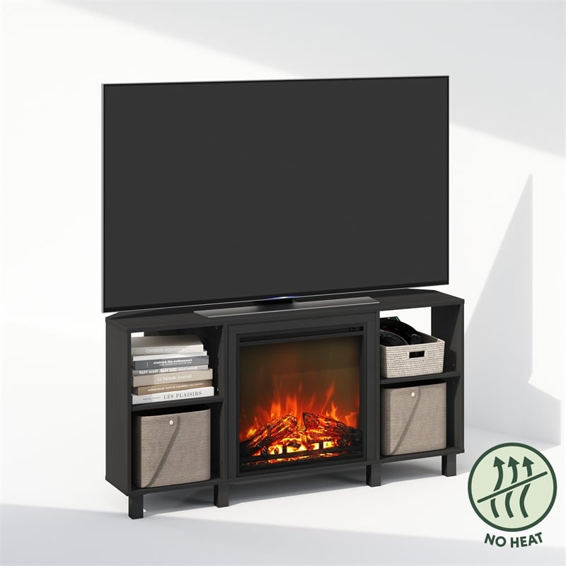 Furinno JENSEN No Heat Decorative Electric Fireplace Corner TV Stand Americano