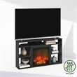 Furinno JENSEN No Heat Decorative Electric Fireplace Corner TV Stand Americano