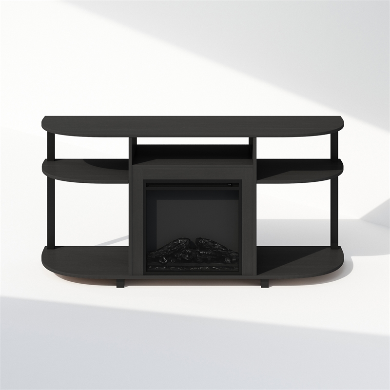 Furinno JENSEN No Heat Decorative Electric Fireplace TV Stand in Americano