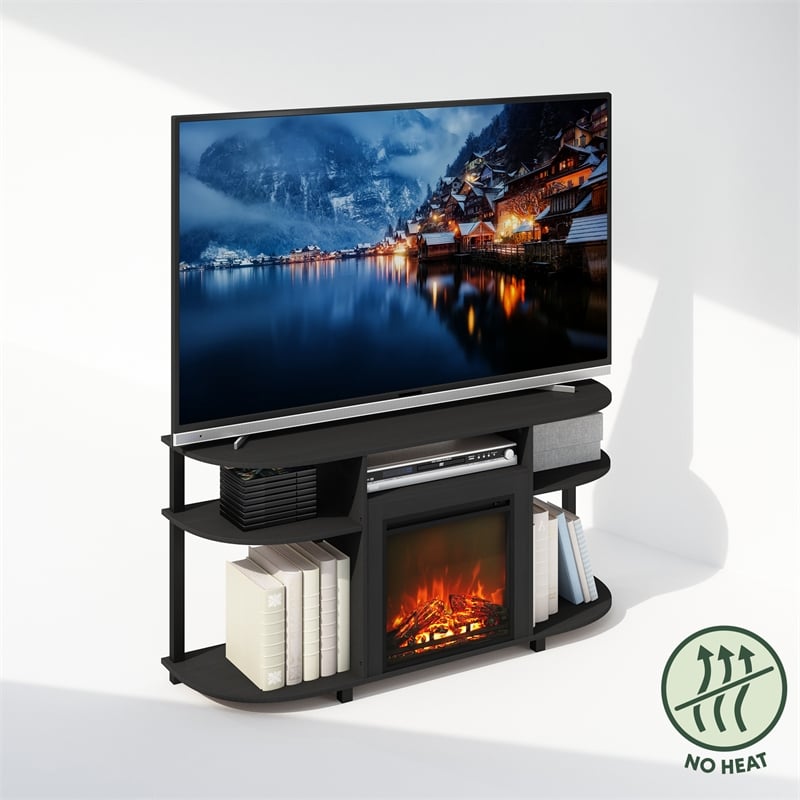 Furinno JENSEN No Heat Decorative Electric Fireplace TV Stand in Americano