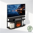 Furinno JENSEN No Heat Decorative Electric Fireplace TV Stand in Americano