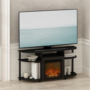 Furinno JENSEN No Heat Decorative Electric Fireplace TV Stand in Americano