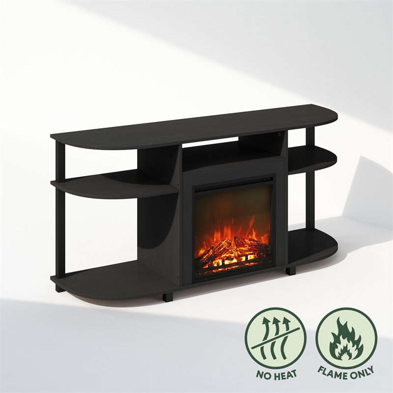Furinno JENSEN No Heat Decorative Electric Fireplace TV Stand in Americano