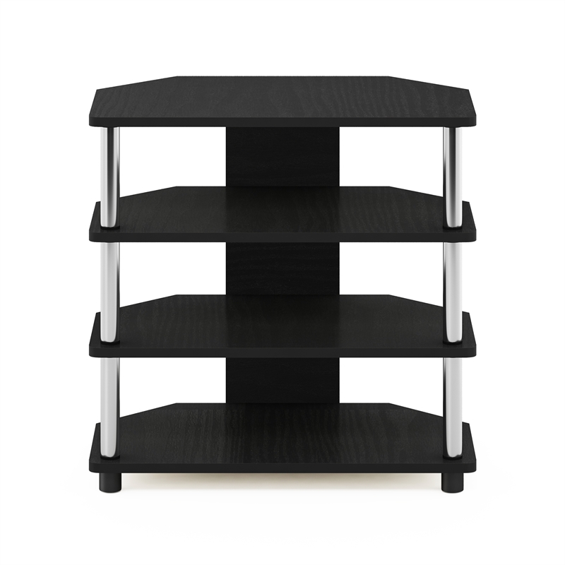 Furinno ECON Easy Assembly 4-Tier Petite TV Stand in Stainless Steel Tubes