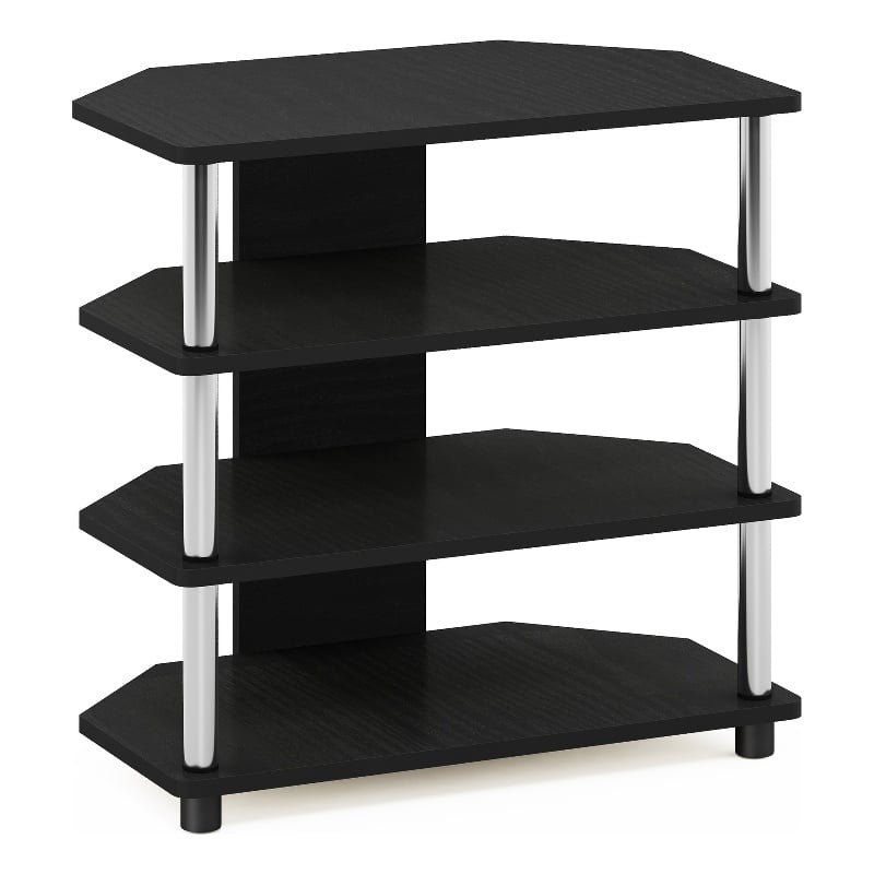 Furinno ECON Easy Assembly 4-Tier Petite TV Stand in Stainless Steel Tubes