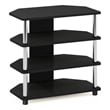 Furinno ECON Easy Assembly 4-Tier Petite TV Stand in Stainless Steel Tubes
