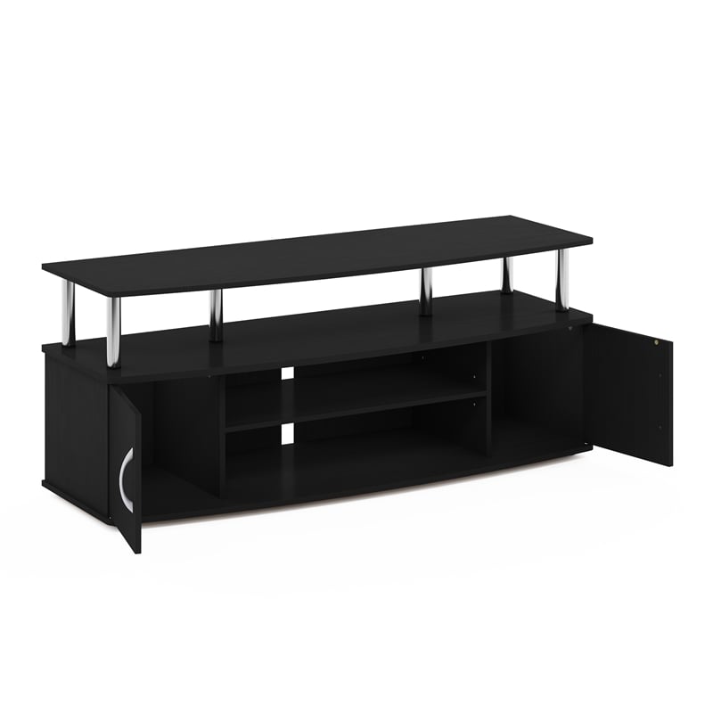 Furinno JAYA Large Entertainment Center Hold up to 55-IN Stainless Steel Tubes