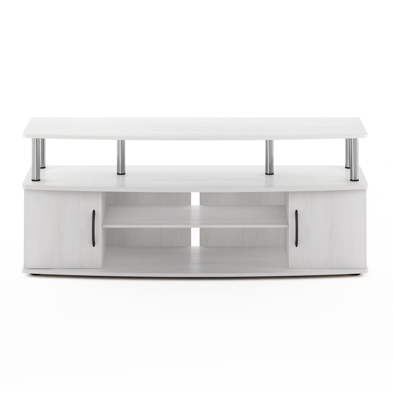 Furinno JAYA Large Entertainment Center Hold up to 55-IN Stainless Steel Tubes