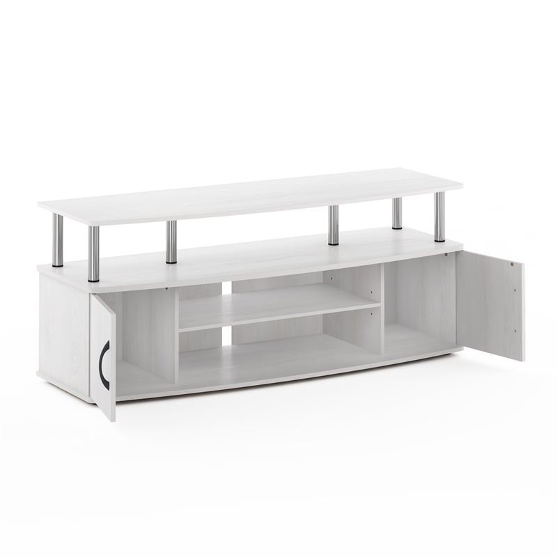 Furinno JAYA Large Entertainment Center Hold up to 55-IN Stainless Steel Tubes