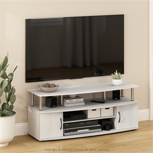 Furinno JAYA Large Entertainment Center Hold up to 55-IN Stainless Steel Tubes
