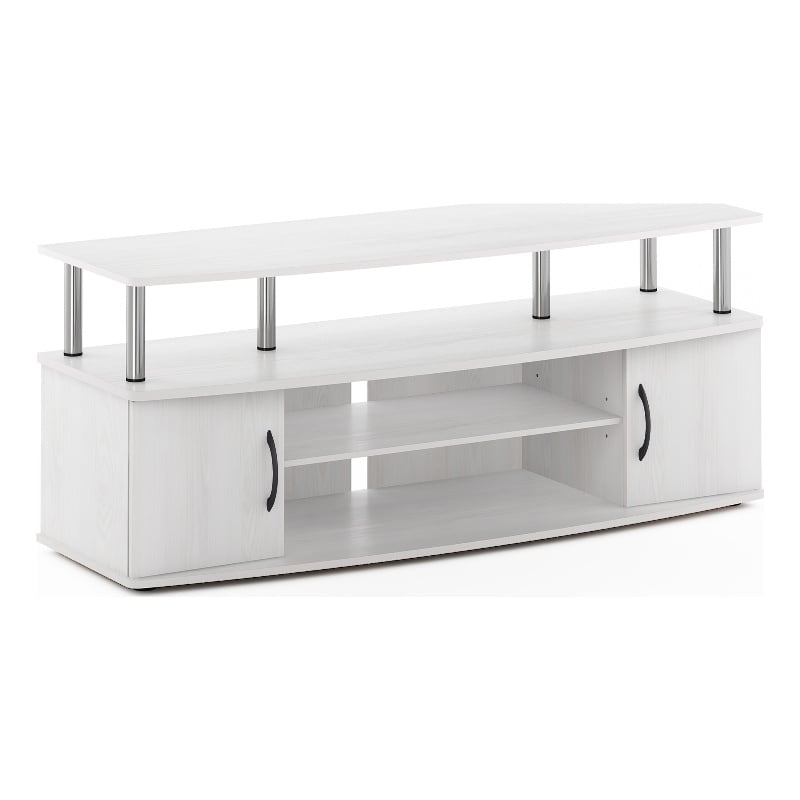 Furinno JAYA Large Entertainment Center Hold up to 55-IN Stainless Steel Tubes