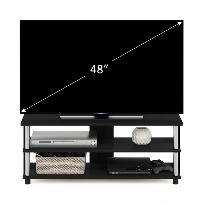 Furinno SULLY 3-Tier TV Stand for TV up to 48 in Americano Stainless Steel Tubes