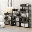 Furinno TURN-N-TUBE 4-Tier Freestanding Multipurposes Display French Oak/Black