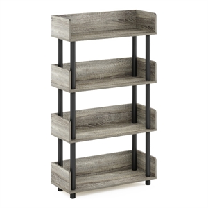 Furinno TURN-N-TUBE 4-Tier Freestanding Multipurposes Display French Oak/Black