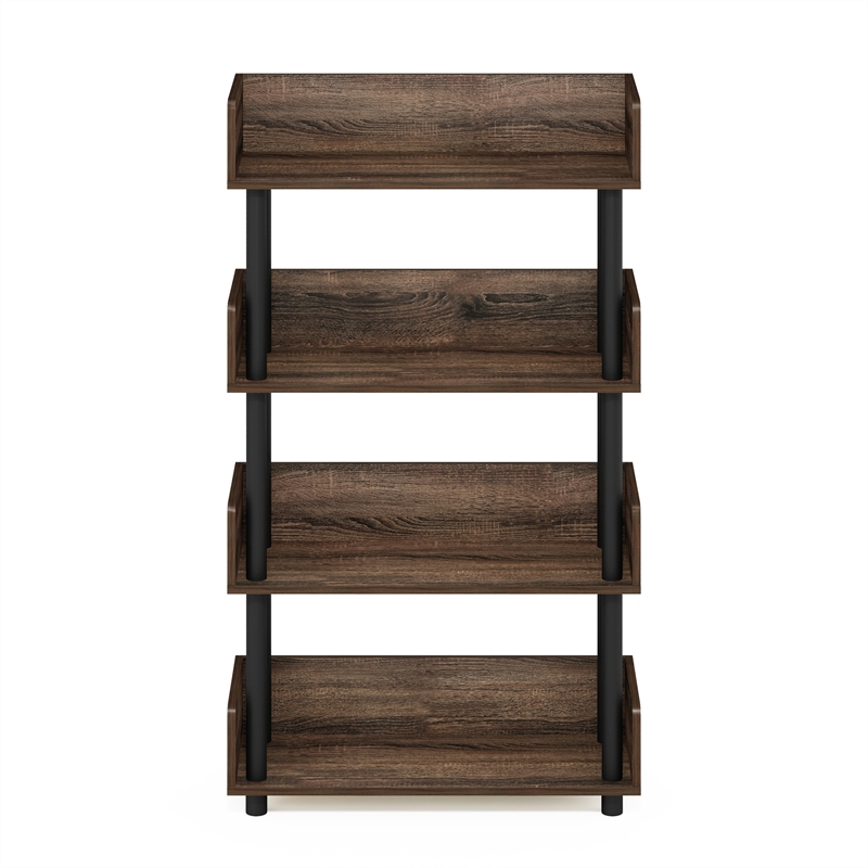 Furinno TURN-N-TUBE 4-Tier Freestanding Multipurposes Display Rack in Walnut