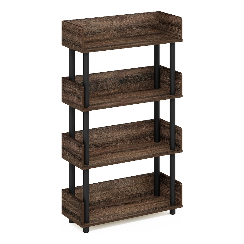 Furinno TURN-N-TUBE 4-Tier Freestanding Multipurposes Display Rack in Walnut