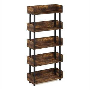 Furinno TURN-N-TUBE 4-Tier Freestanding Multipurposes Display Amber Pine/Black