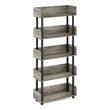 Furinno TURN-N-TUBE 4-Tier Freestanding Multipurposes Display French Oak/Black