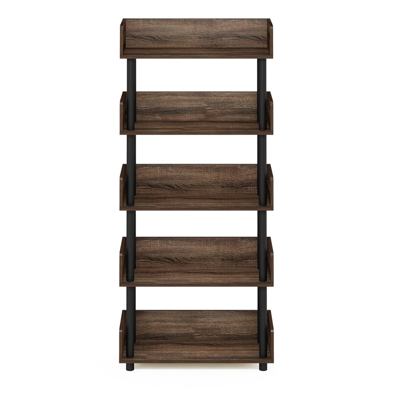 Furinno TURN-N-TUBE 4-Tier Freestanding Multipurposes Display Rack in Walnut