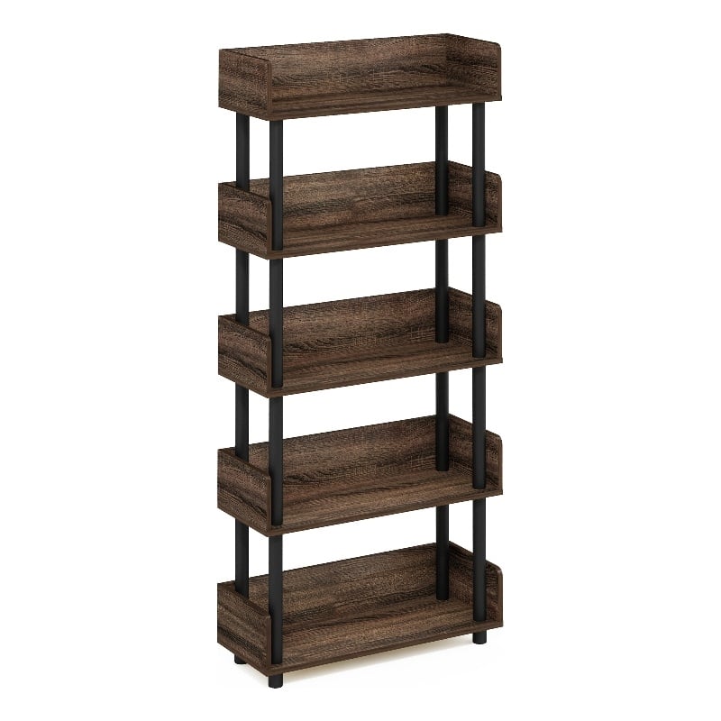 Furinno TURN-N-TUBE 4-Tier Freestanding Multipurposes Display Rack in Walnut